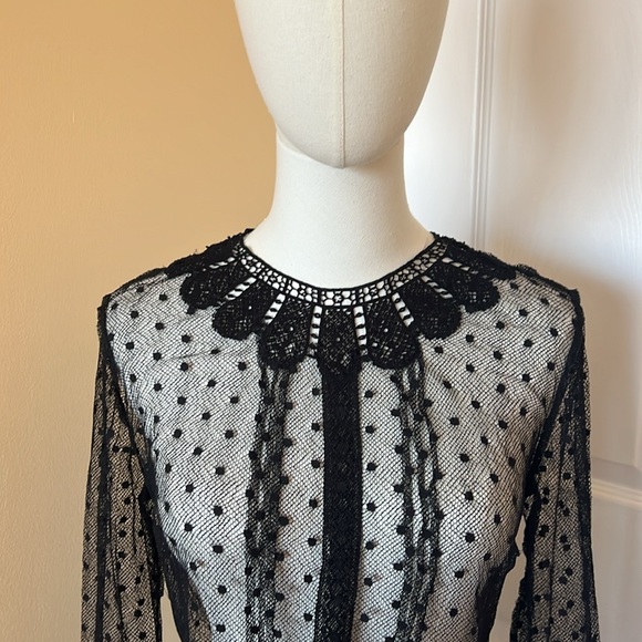 Tops - Ladies Top, Black/Transparent, Size S